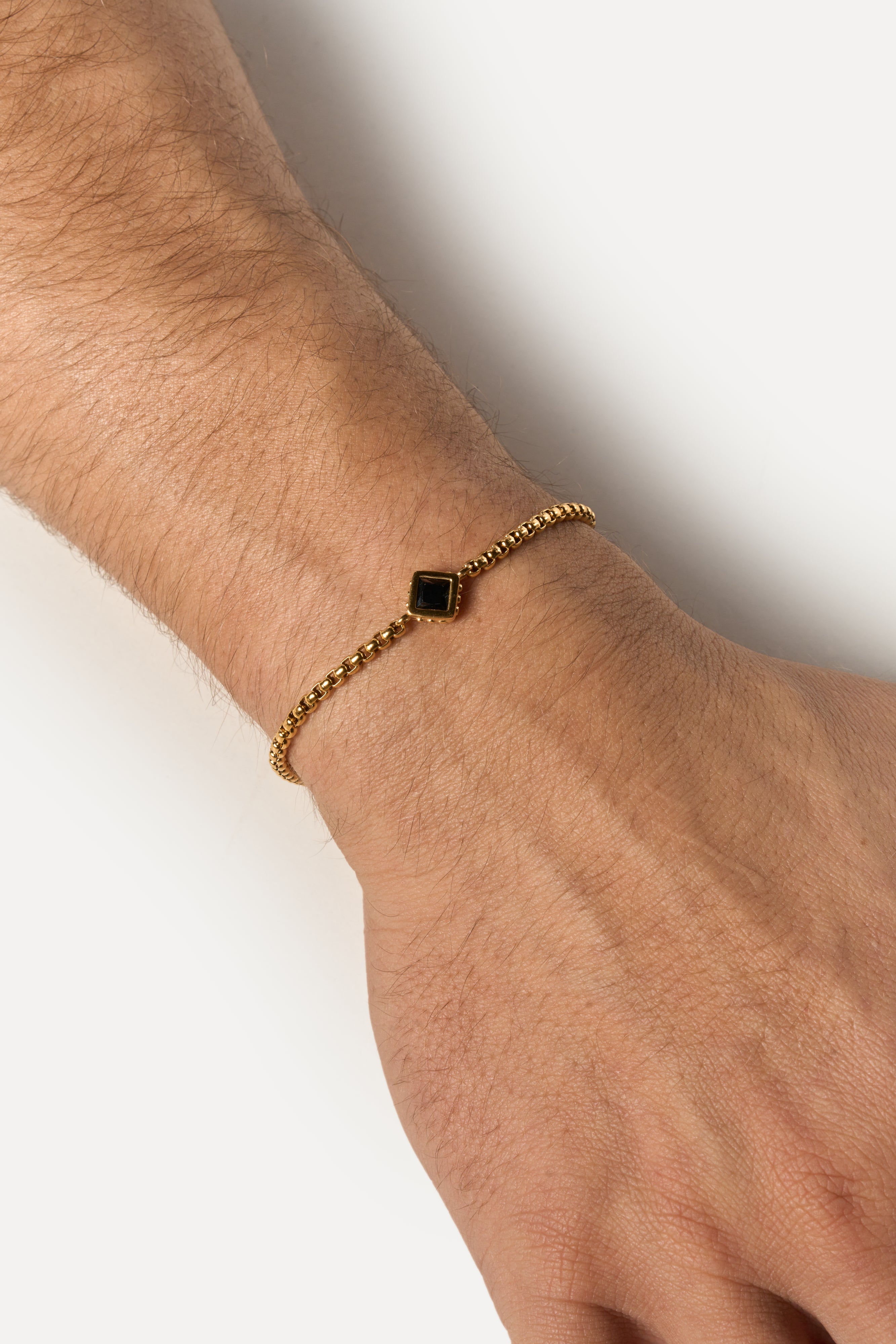 Pulsera de cadena – Ónix (Oro)