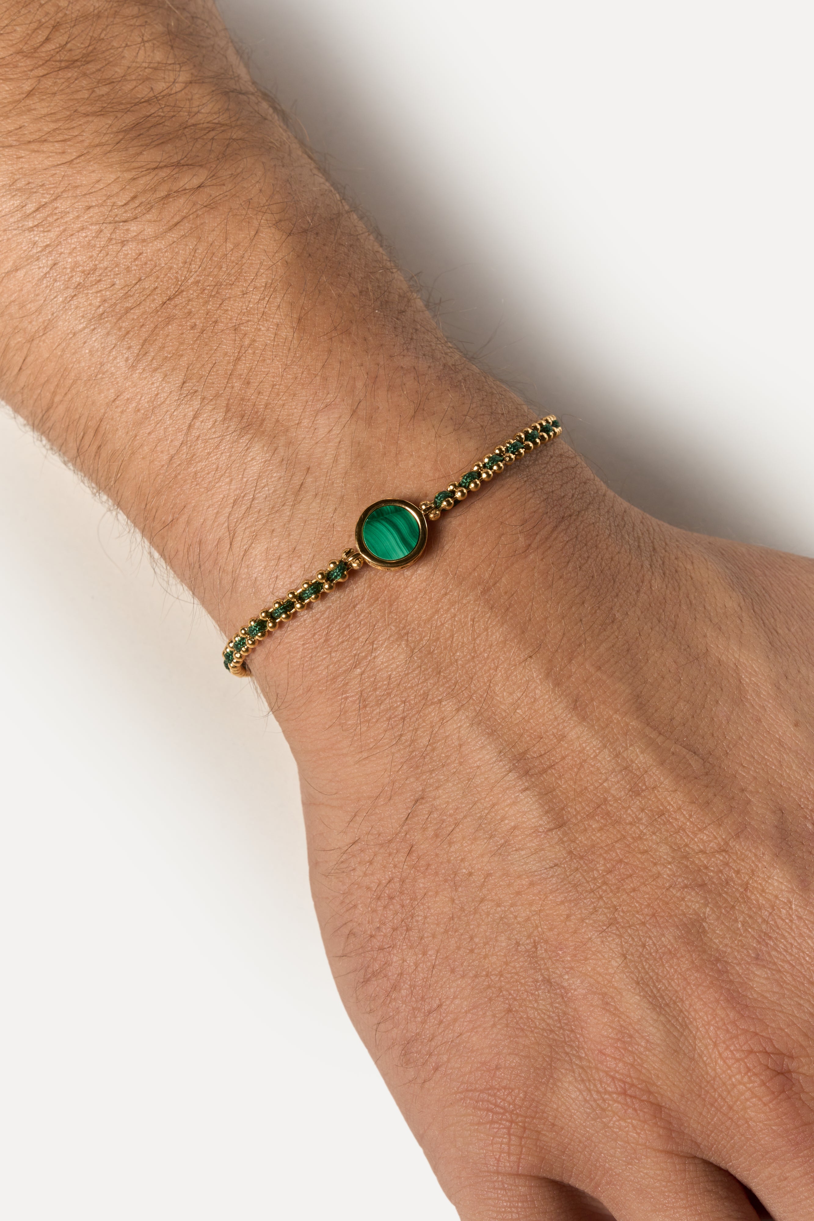 Pulsera de cadena – Orbe Malaquita (Oro)