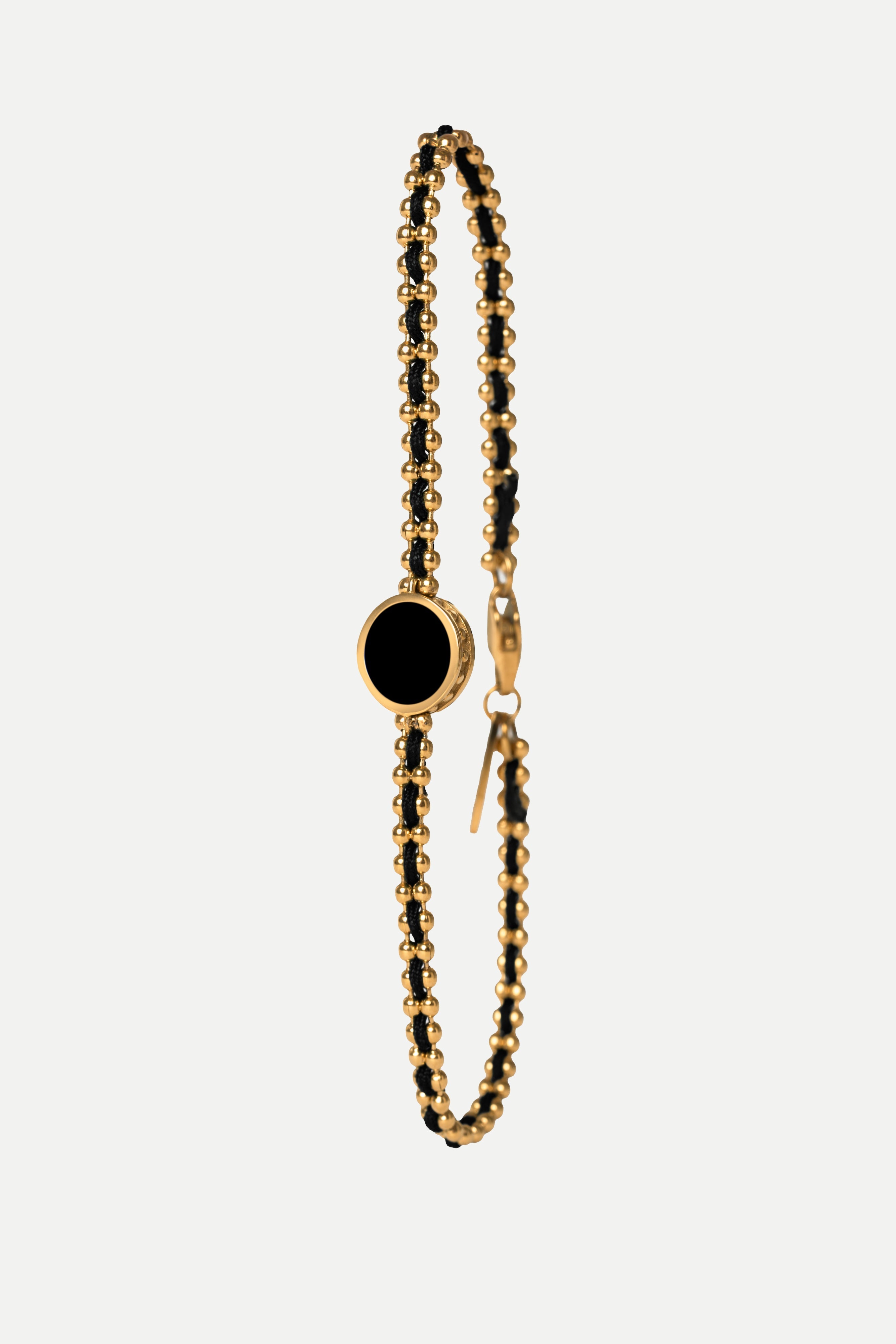Chain Bracelet – Onyx Orb (Gold)