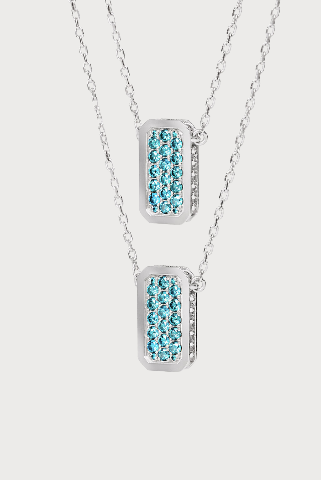 Blue Diamond Escapulario - 18k White Gold