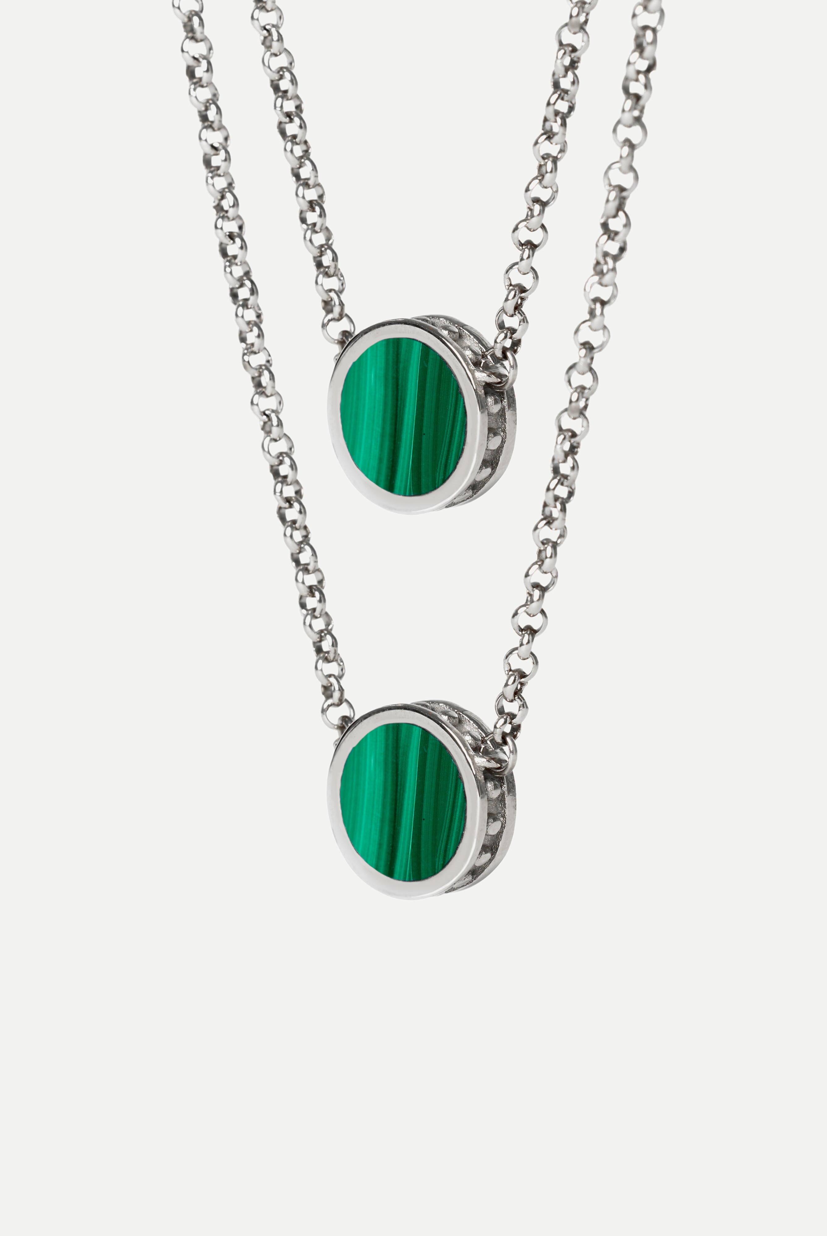 Malachite Pendant in Sterling Silver - TESEO