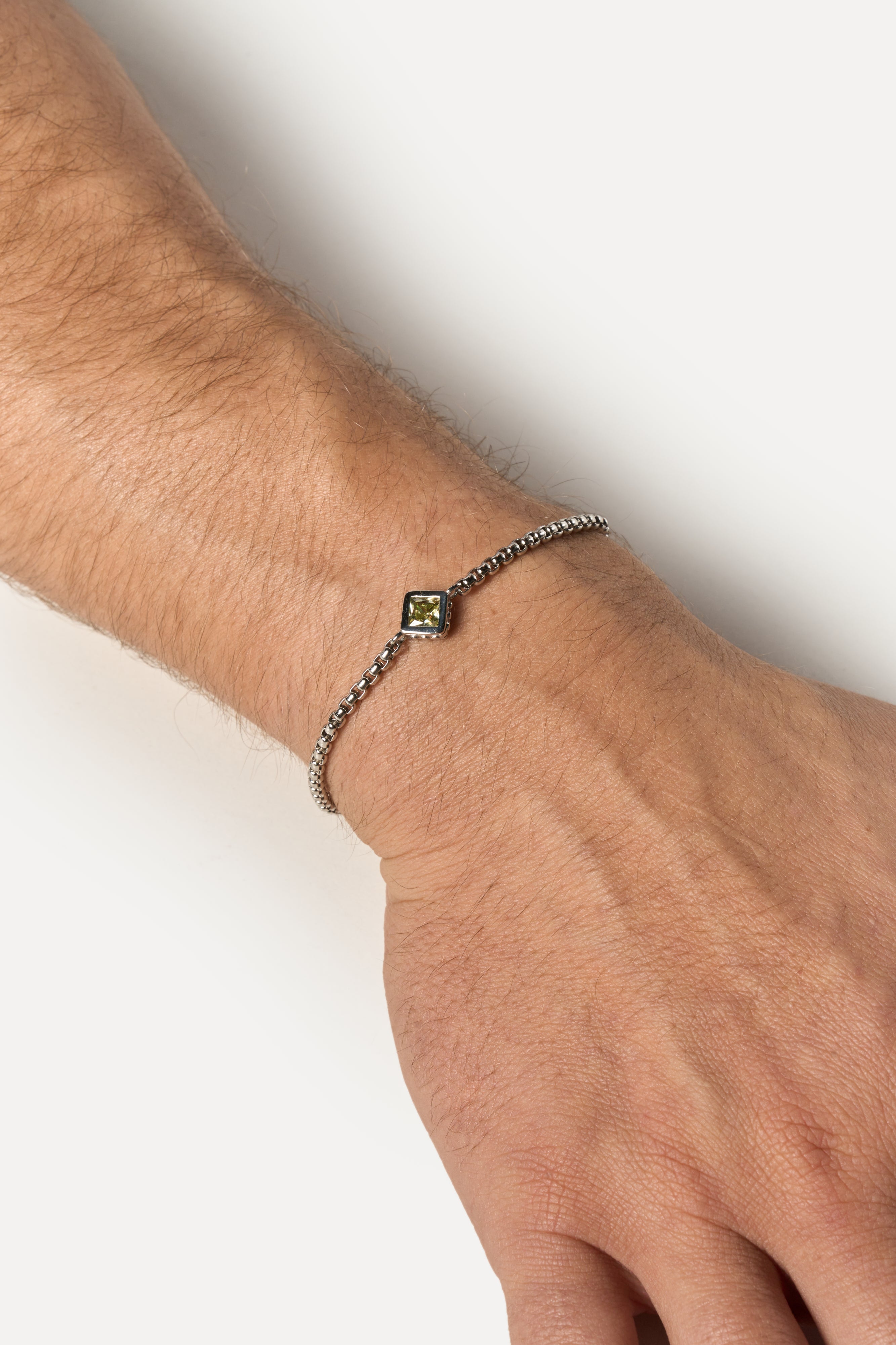 Pulsera de cadena – Peridoto (Plata)