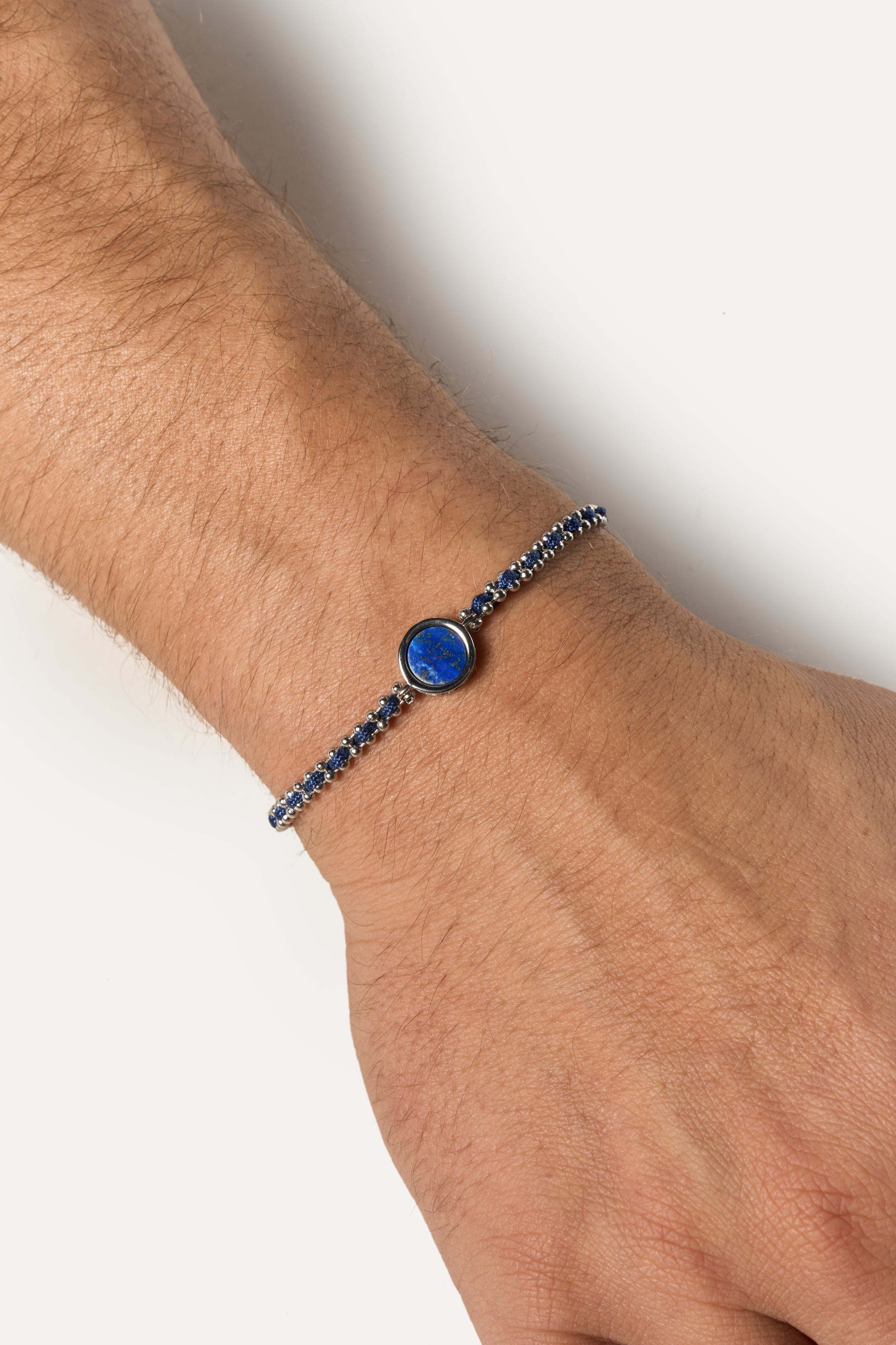 Pulsera de cadena – Orbe Lapis (Plata)