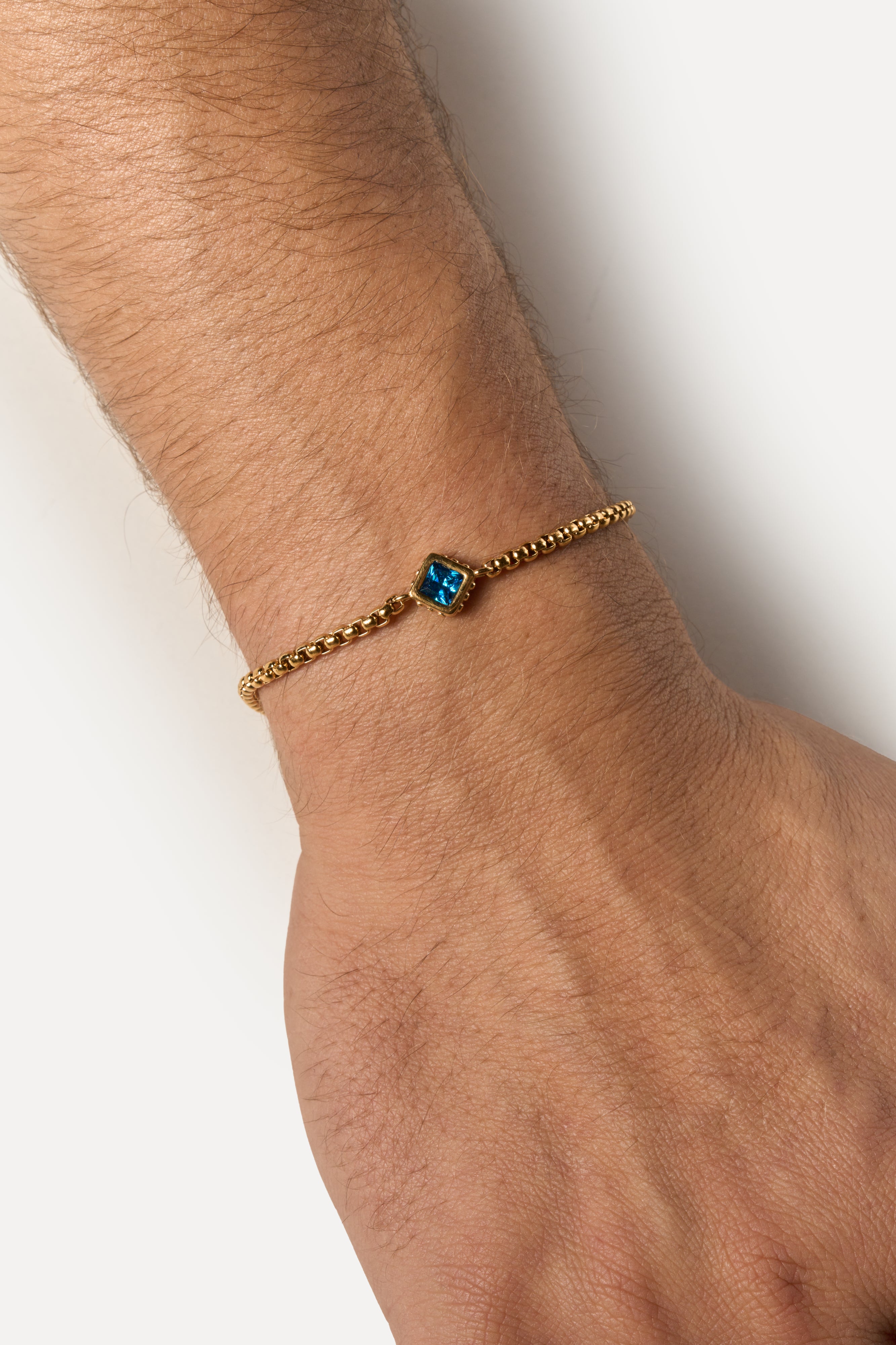 Pulsera de cadena – Topacio azul (Oro)