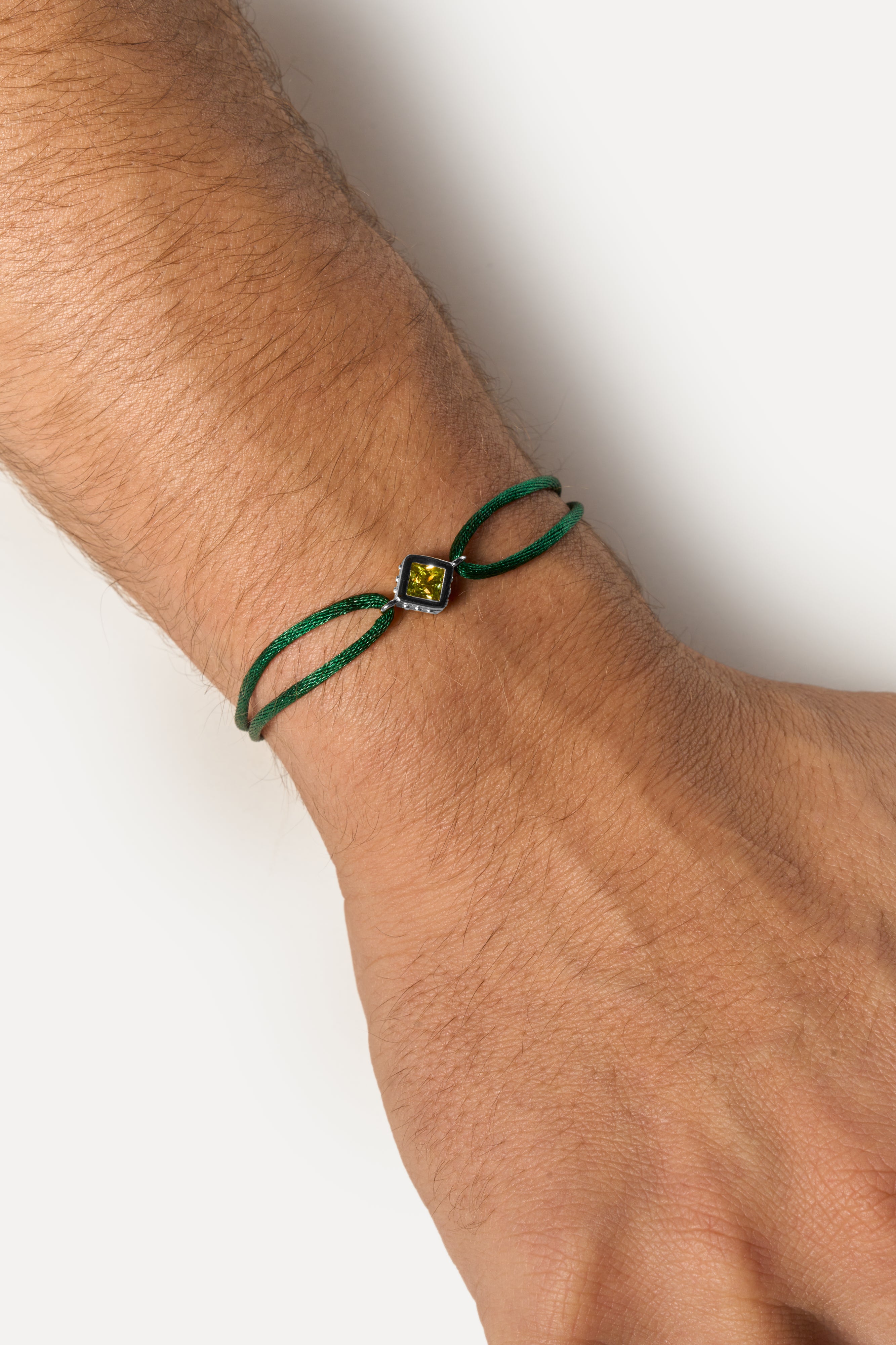 Pulsera de cordón - Peridoto (Plata)