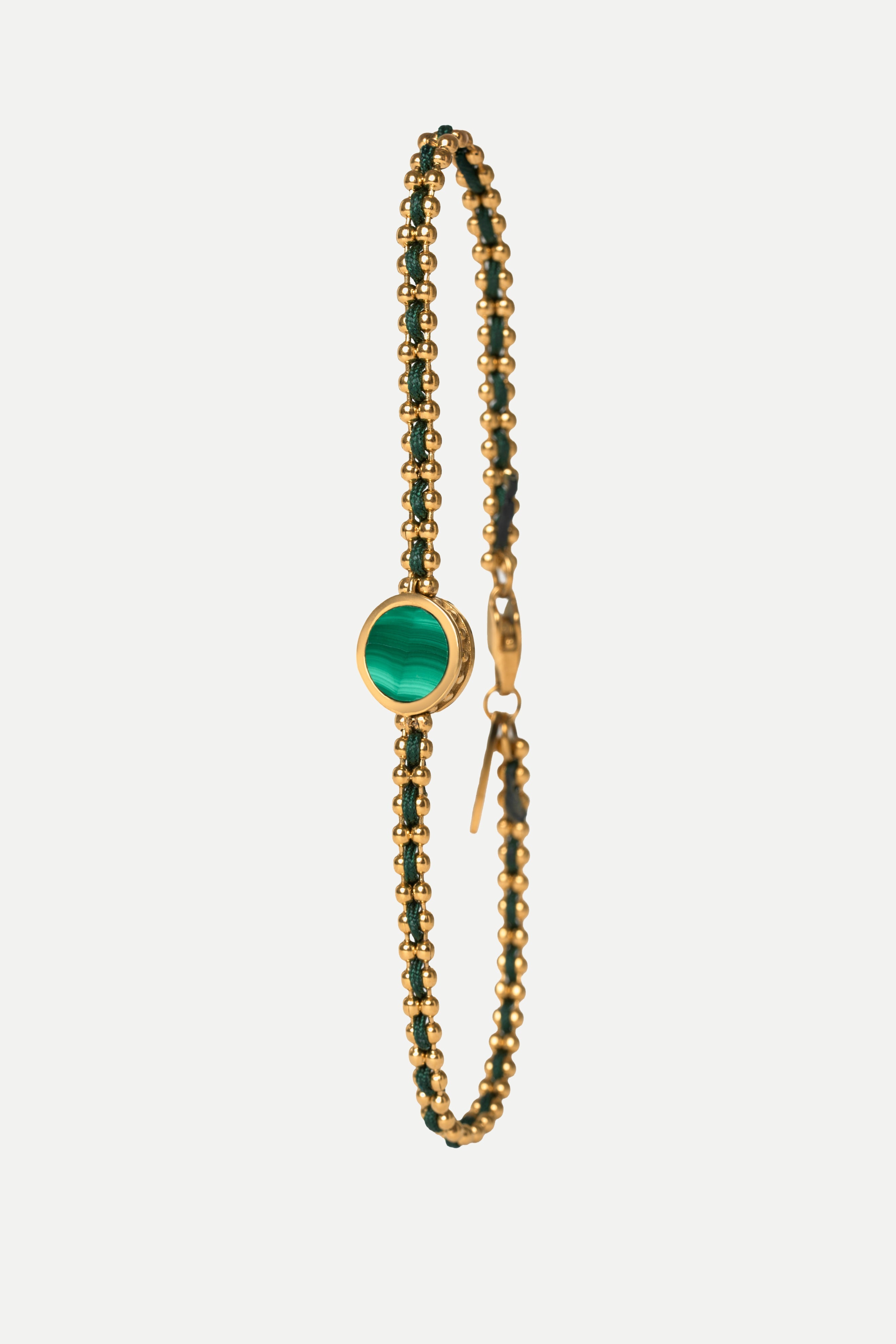 Pulsera de cadena – Orbe Malaquita (Oro)