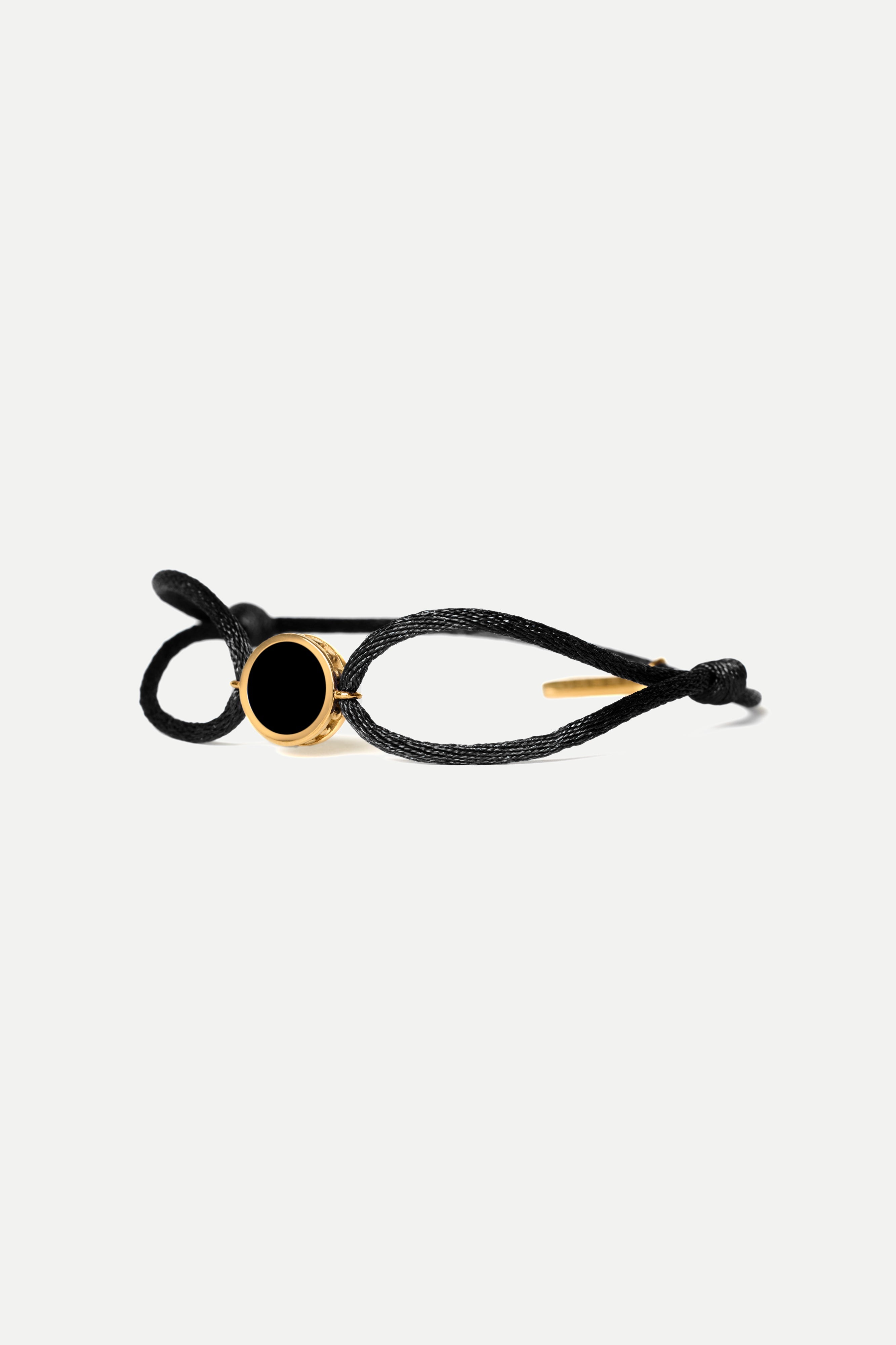 Cord Bracelet – Onyx Orb (Gold)