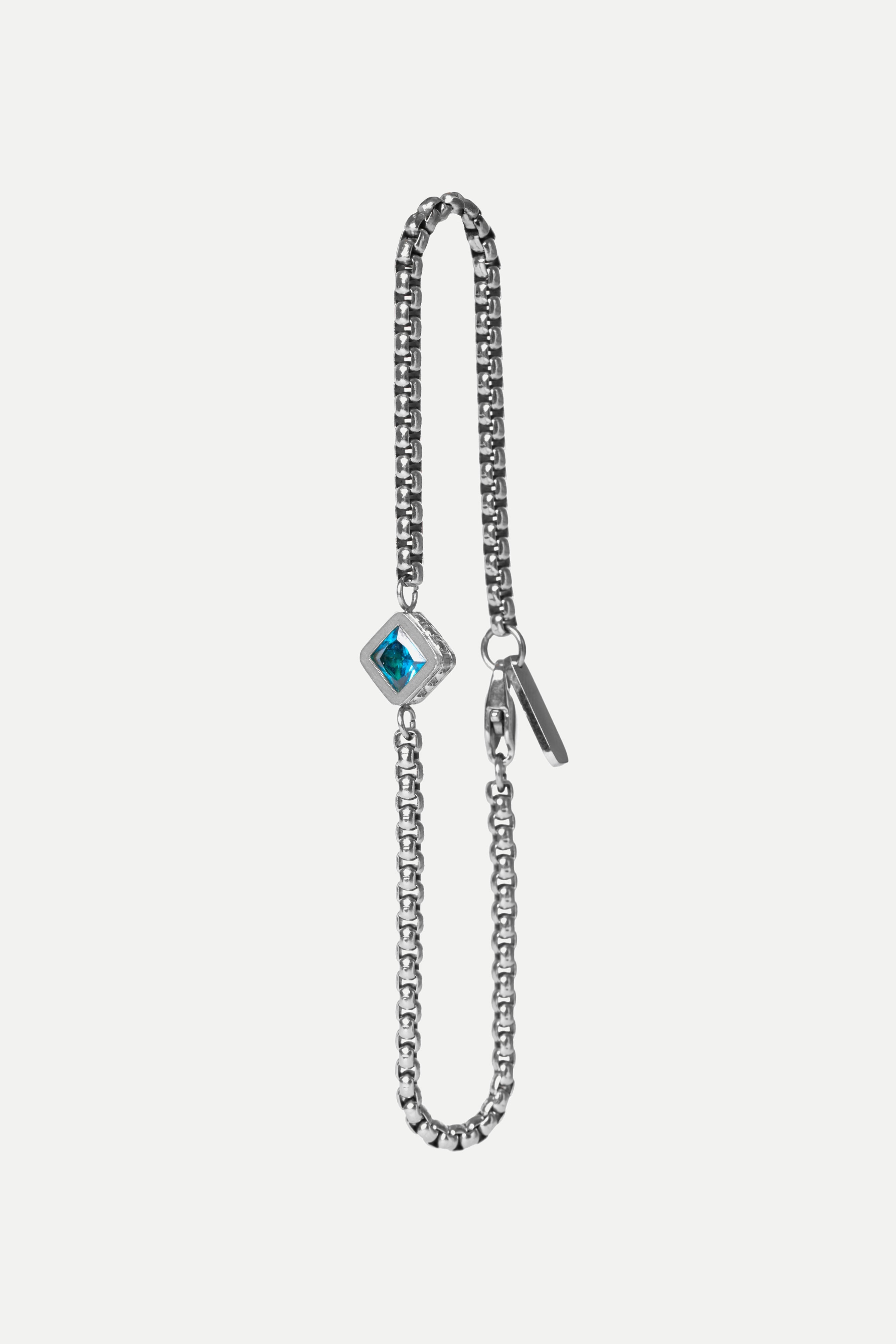 Pulsera de cadena – Topacio azul (Plata)