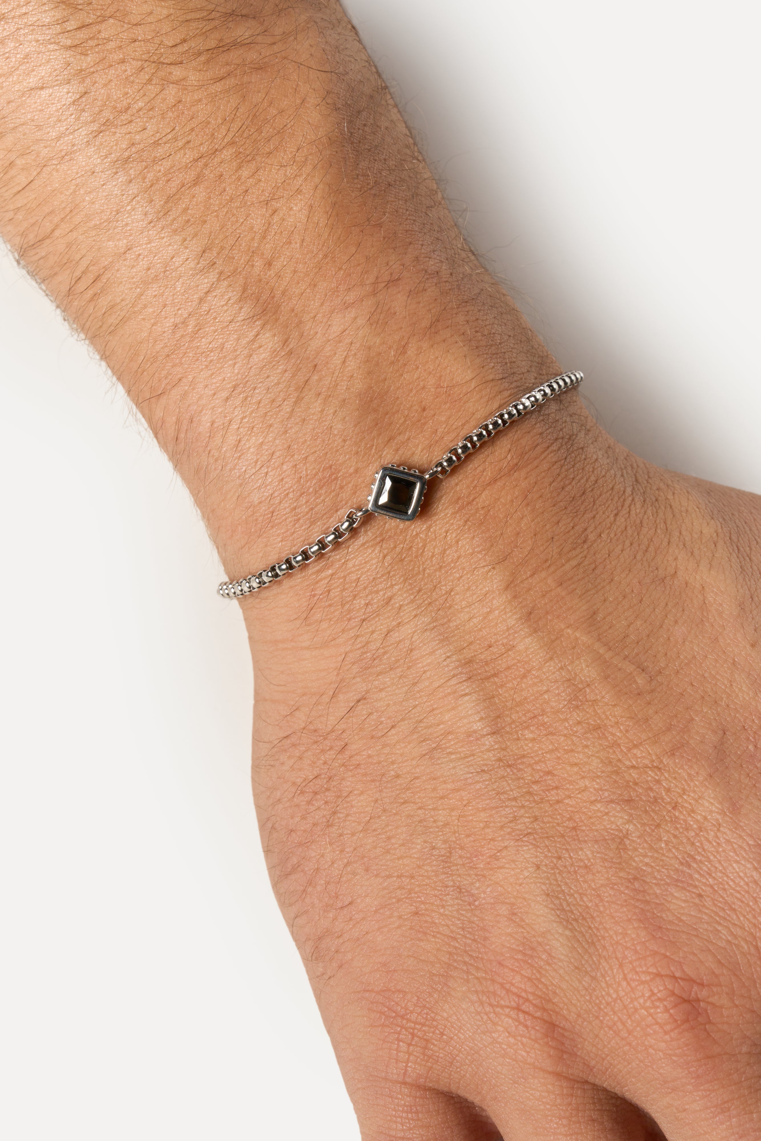 Pulsera de cadena - Ónix (Plata)