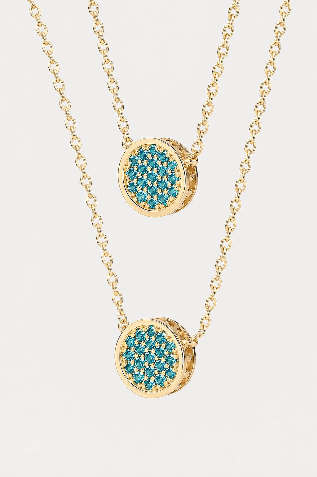 Blue Diamond Escapulario - 18k Gold