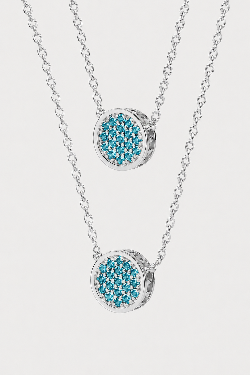 Blue Diamond Escapulario - 18k White Gold