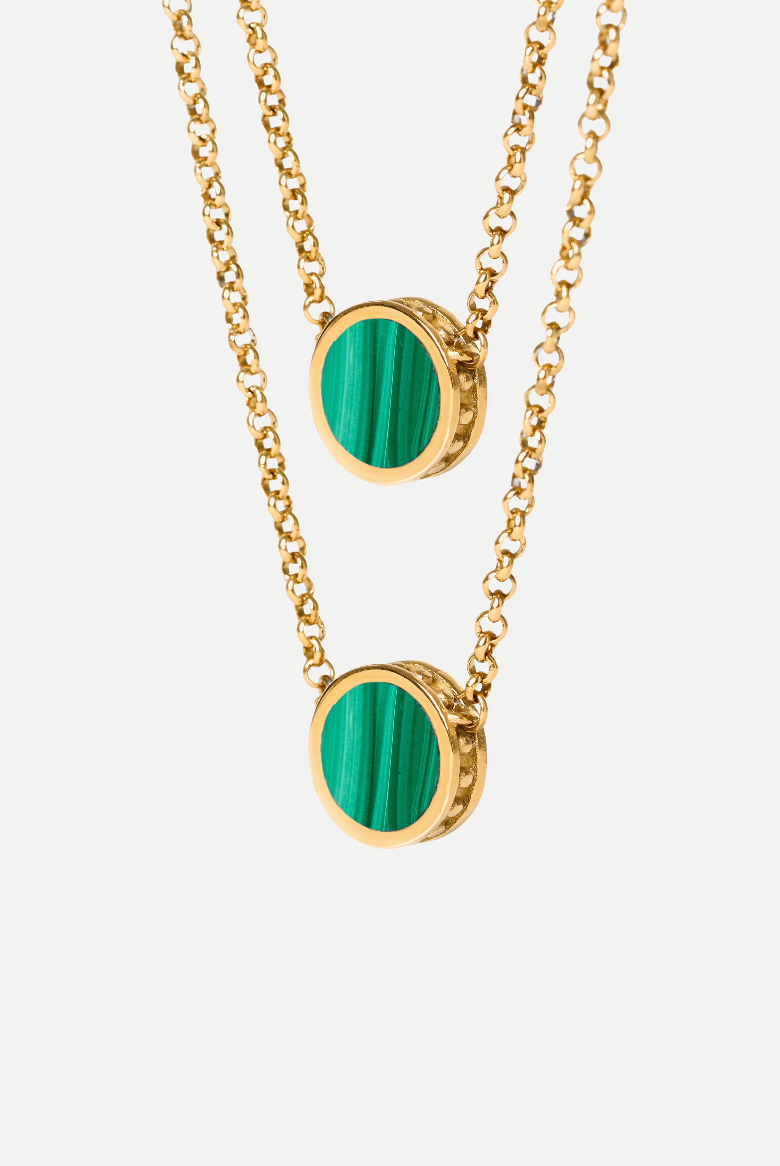 Malachite Pendant in Gold Vermeil - TESEO